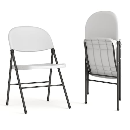Flash Furniture White Plastic Folding Chair, PK2 2-DAD-YCD-50-WH-GG